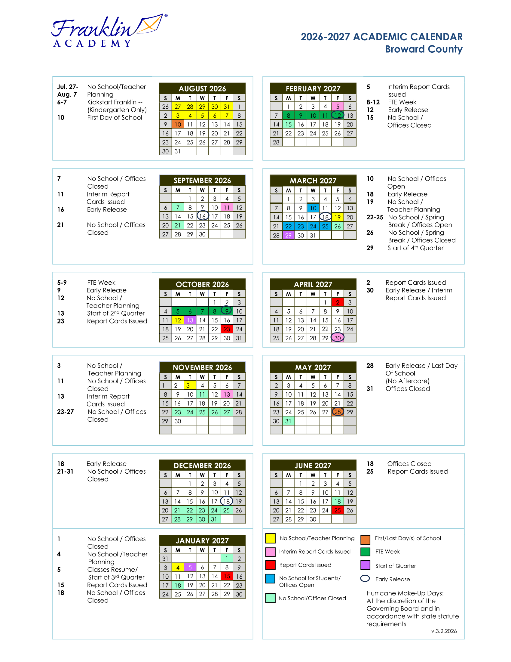 2026-2027 Academic Calendar