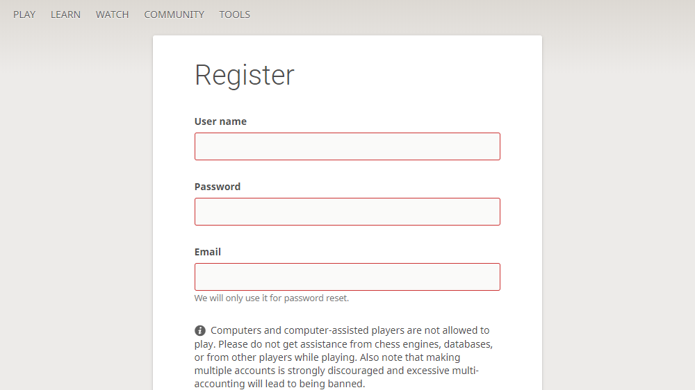 Lichess - Register a new account