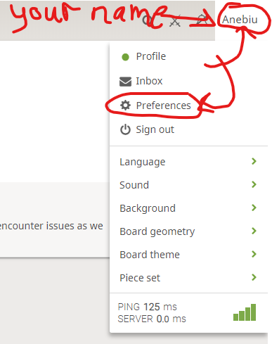 Lichess - Click your name then Preferences